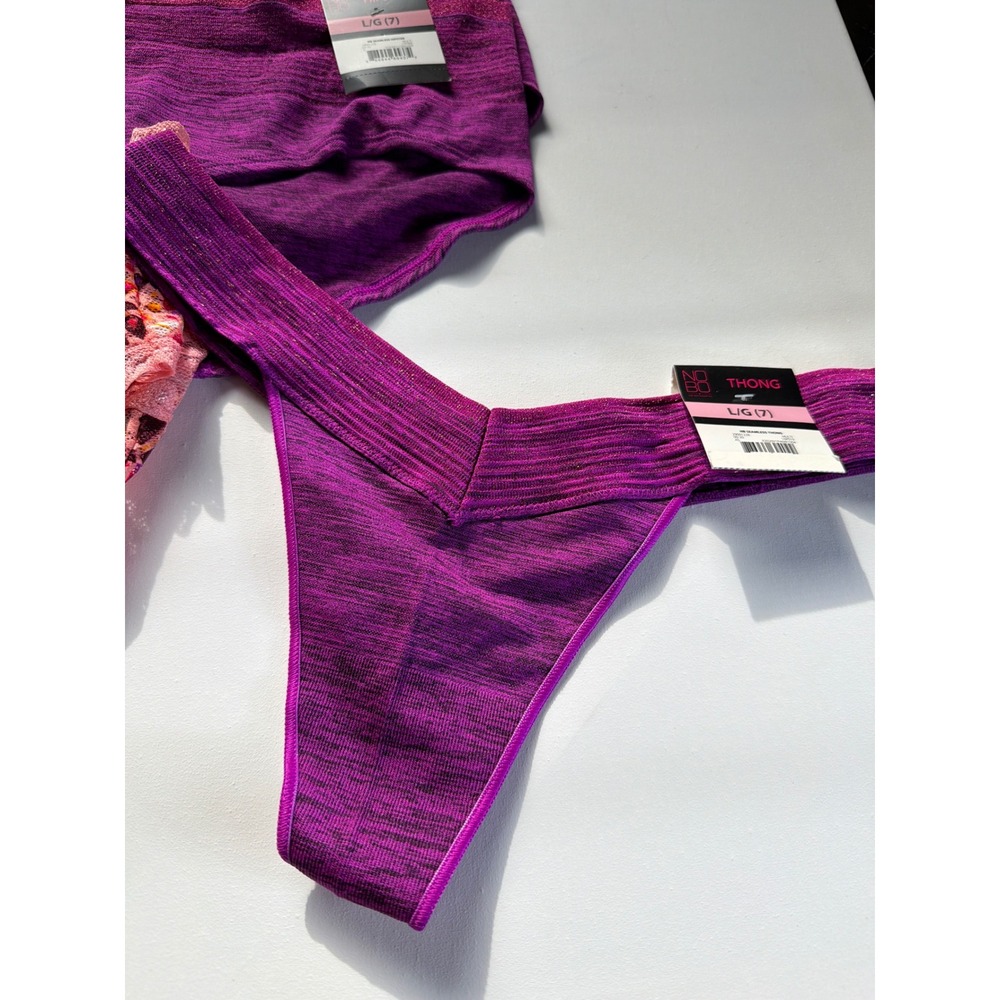 No Boundaries  Panty Bundle 5 Pack Hipster Thong Lace Seamless Purple Pink L 7 - Picture 5 of 7